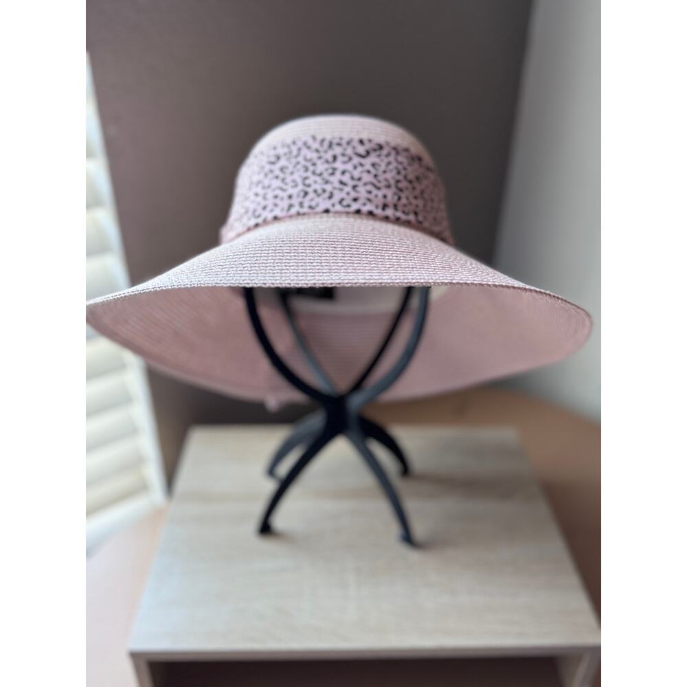 Magid Hats Pink Wide Brim Sun Hat with Animal Print Scarf, 4" Brim - Picture 3 of 8